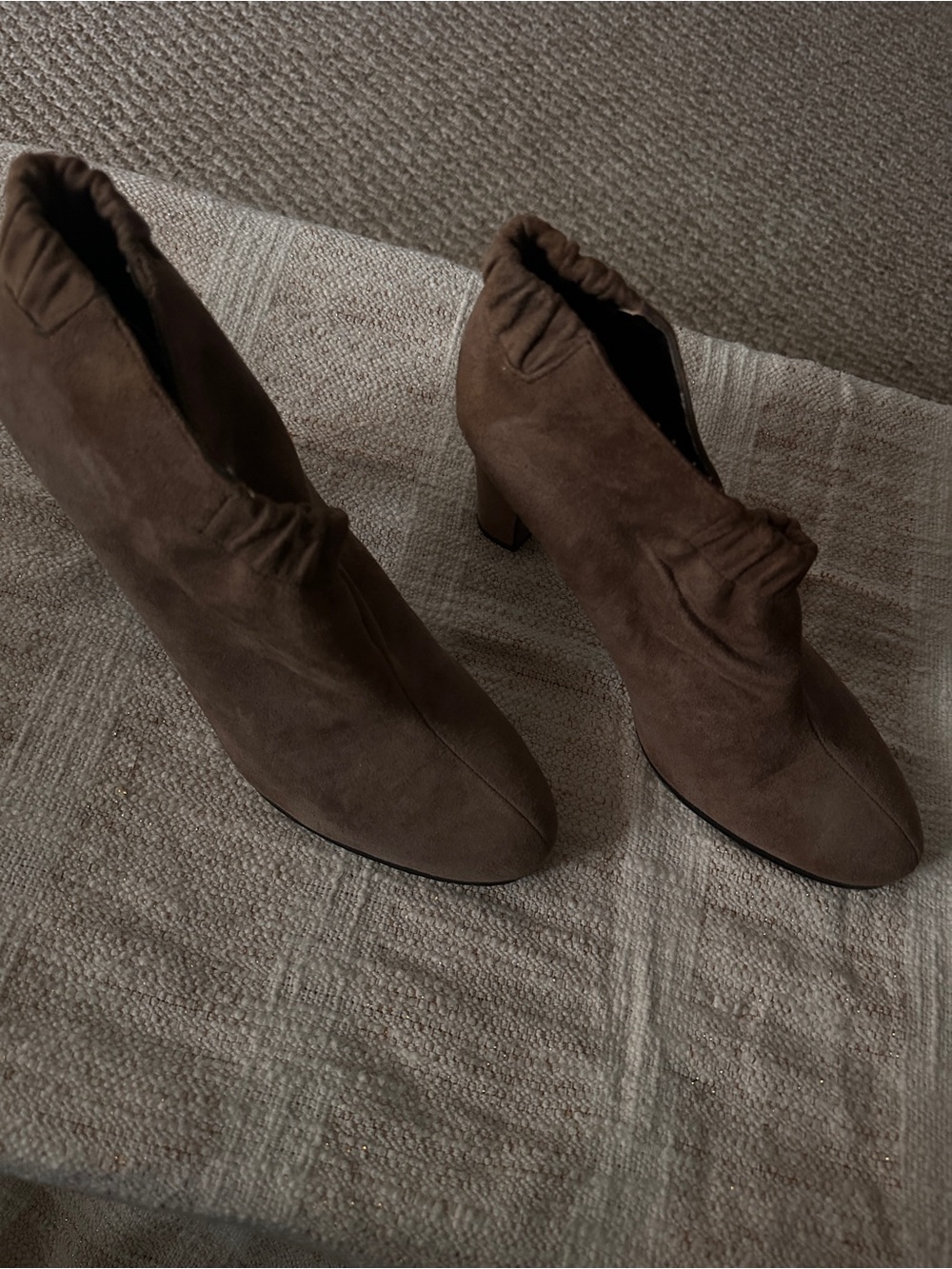 Women's Dark Taupe-Brown Suede Ankle Booties
